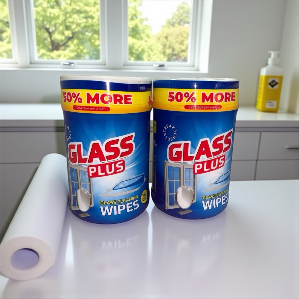 Glass Plus Glass Cleaning Wipes 160 Ct Each (2 Pack) Streak Free Cleaner New